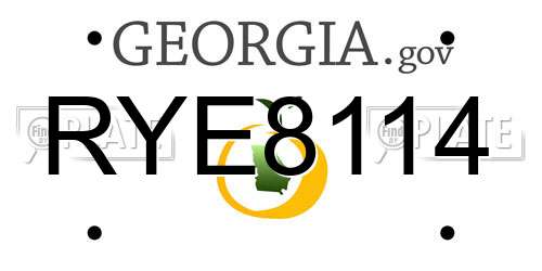 RYE8114 Georgia License Plate