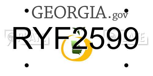 RYF2599 Georgia License Plate