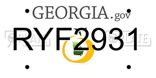 RYF2931 Georgia License Plate