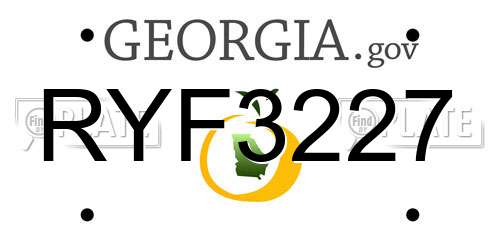 RYF3227 Georgia License Plate