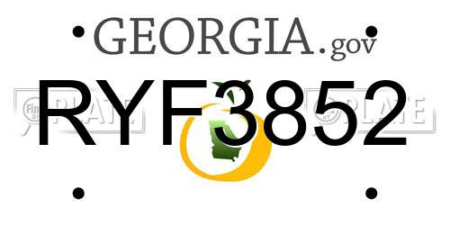 RYF3852 Georgia License Plate