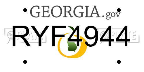 RYF4944 Georgia License Plate