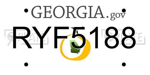 RYF5188 Georgia License Plate