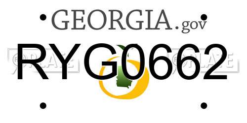 RYG0662 Georgia License Plate