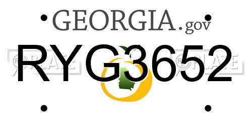 RYG3652 Georgia License Plate