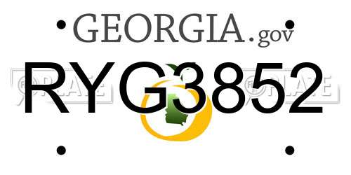 RYG3852 Georgia License Plate