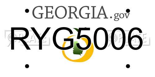 RYG5006 Georgia License Plate