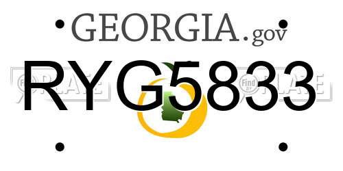 RYG5833 Georgia License Plate