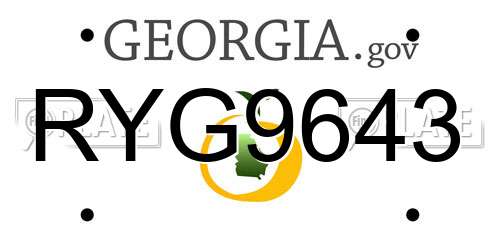 RYG9643 Georgia License Plate