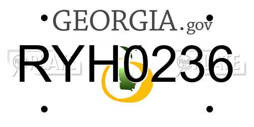 RYH0236 Georgia License Plate