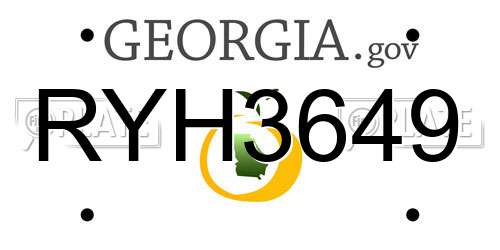 RYH3649 Georgia License Plate