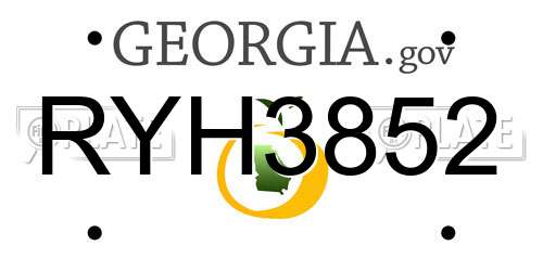 RYH3852 Georgia License Plate