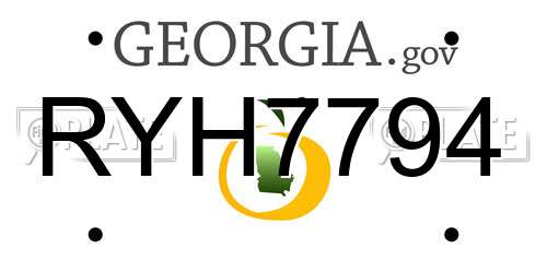RYH7794 Georgia License Plate