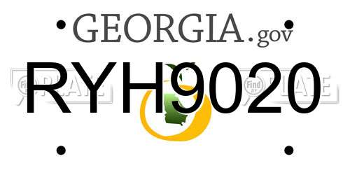 RYH9020 Georgia License Plate