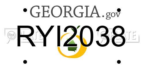 RYI2038 Georgia License Plate