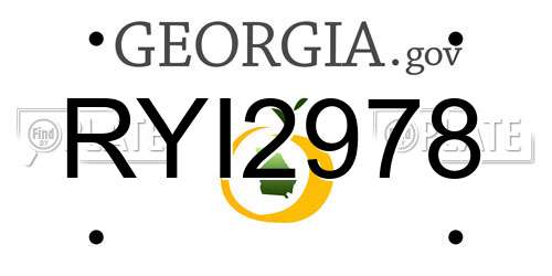RYI2978 Georgia License Plate