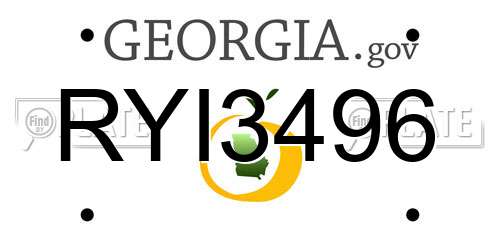 RYI3496 Georgia License Plate