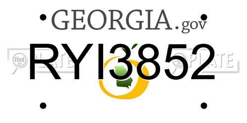 RYI3852 Georgia License Plate