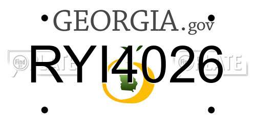 RYI4026 Georgia License Plate