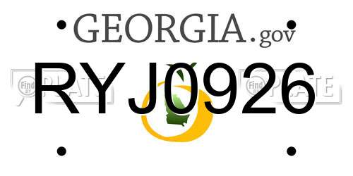 RYJ0926 Georgia License Plate