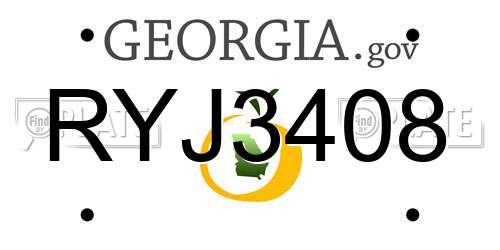 RYJ3408 Georgia License Plate