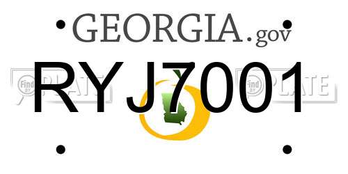 RYJ7001 Georgia License Plate