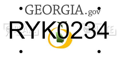 RYK0234 Georgia License Plate