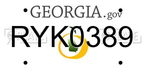 RYK0389 Georgia License Plate