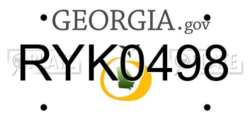 RYK0498 Georgia License Plate