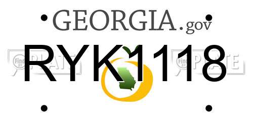 RYK1118 Georgia License Plate