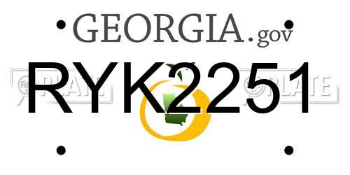 RYK2251 Georgia License Plate