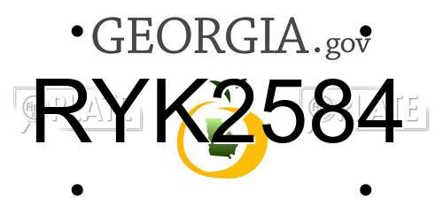 RYK2584 Georgia License Plate