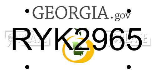 RYK2965 Georgia License Plate