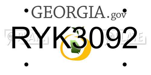RYK3092 Georgia License Plate
