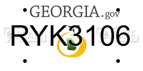 RYK3106 Georgia License Plate