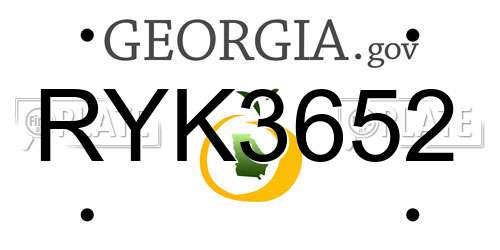 RYK3652 Georgia License Plate