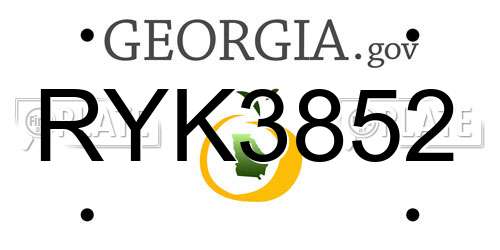 RYK3852 Georgia License Plate