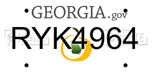 RYK4964 Georgia License Plate