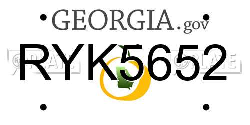 RYK5652 Georgia License Plate