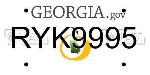 RYK9995 Georgia License Plate