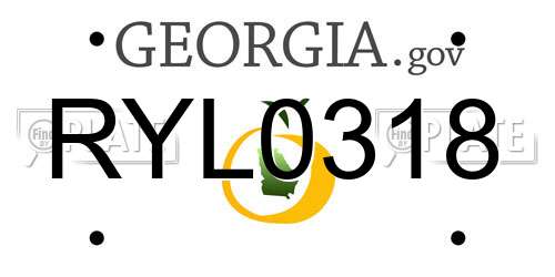 RYL0318 Georgia License Plate