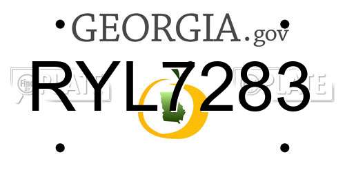 RYL7283 Georgia License Plate