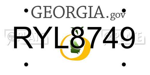 RYL8749 Georgia License Plate