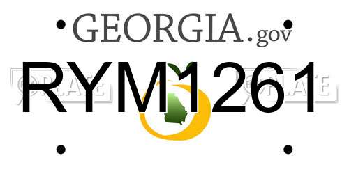 RYM1261 Georgia License Plate