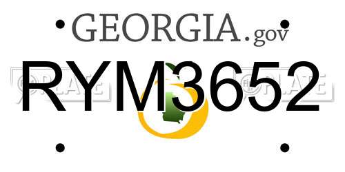 RYM3652 Georgia License Plate