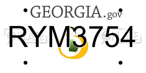 RYM3754 Georgia License Plate