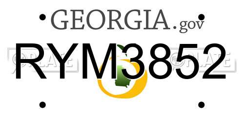 RYM3852 Georgia License Plate