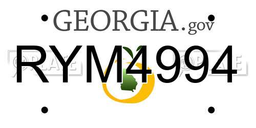 RYM4994 Georgia License Plate