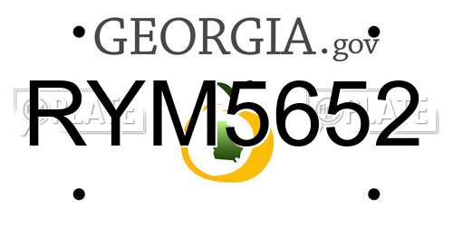 RYM5652 Georgia License Plate
