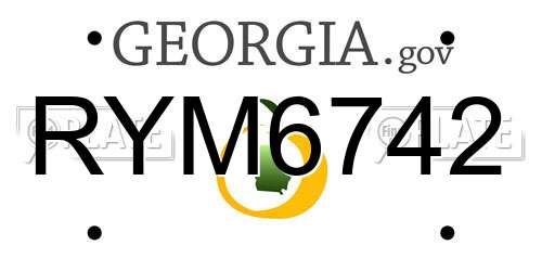 RYM6742 Georgia License Plate